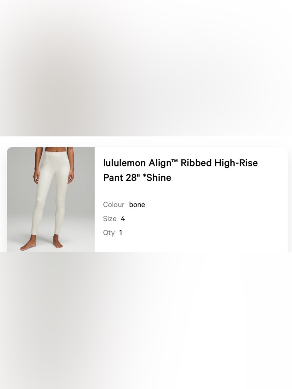lululemon Align™ Ribbed High-Rise Pant 28"
*Shine Bone
Size 4 - Picture 2 of 2